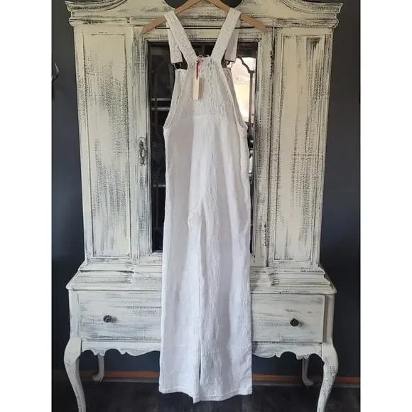 NWT Anthropologie Raga Straight-Leg White Overalls - Large - Picture 7 of 7